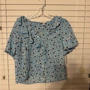 Topshop Floral Blue Women's Top